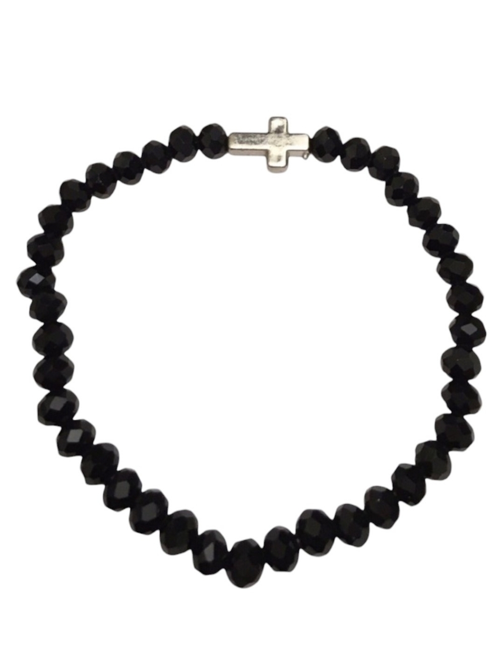 Men’s Black Silver Cross Bracelet 🖤